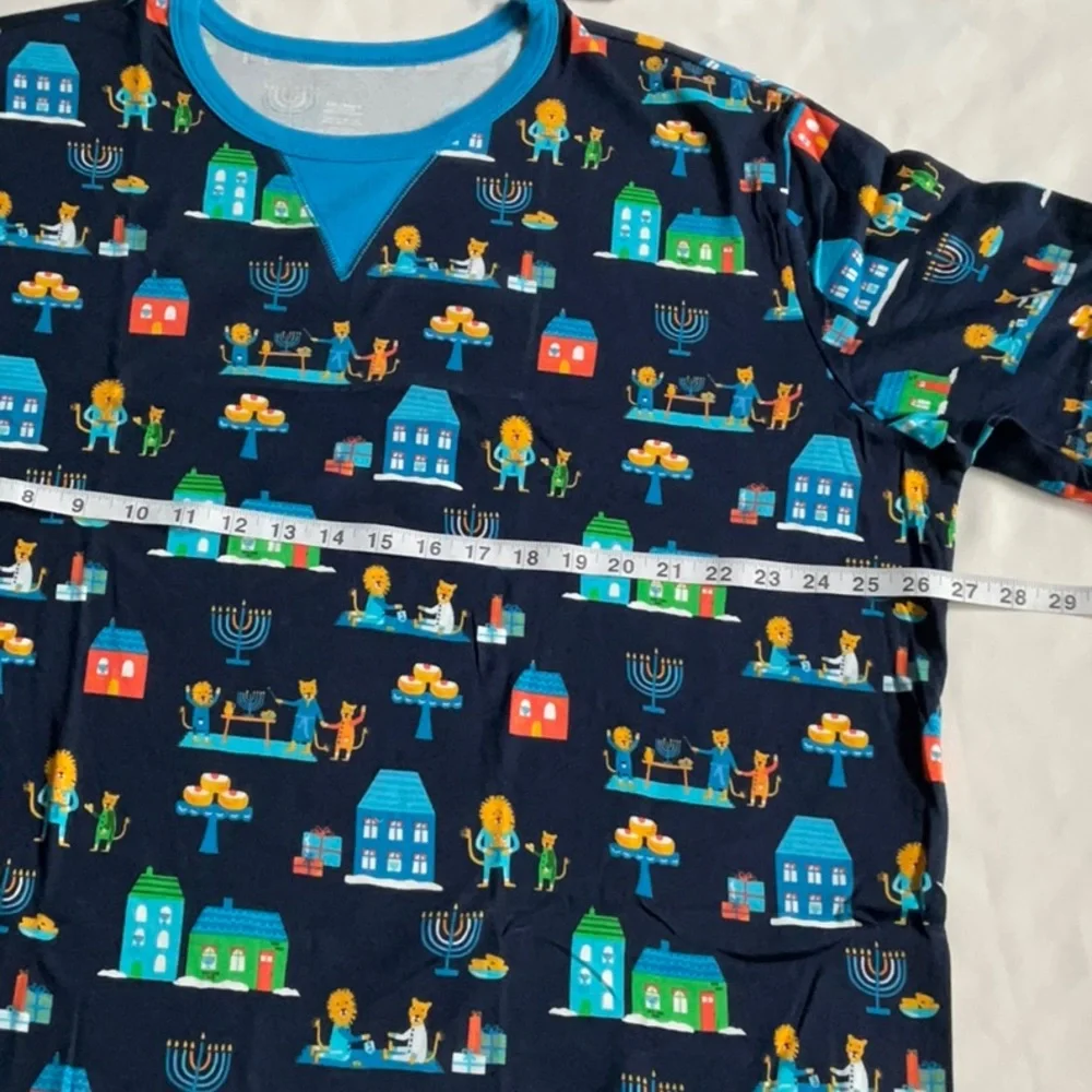 Hanukkah‎ Men’s Lions Print Matching Family Pajama Set Navy Blue Size XXL